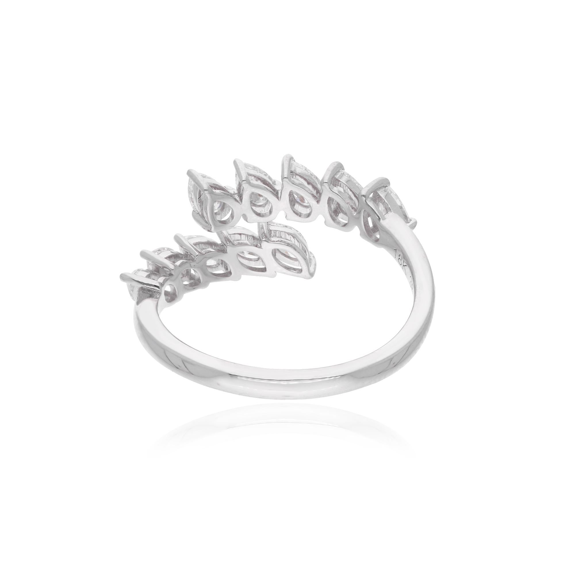 Modern Pear & Marquise Shape Diamond Wrap Ring 14 Karat White Gold Handmade Jewelry For Sale