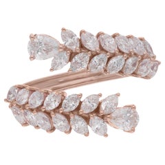 Bague enveloppante de diamants en forme de poire et de marquise en or rose 18 carats, faite à la main