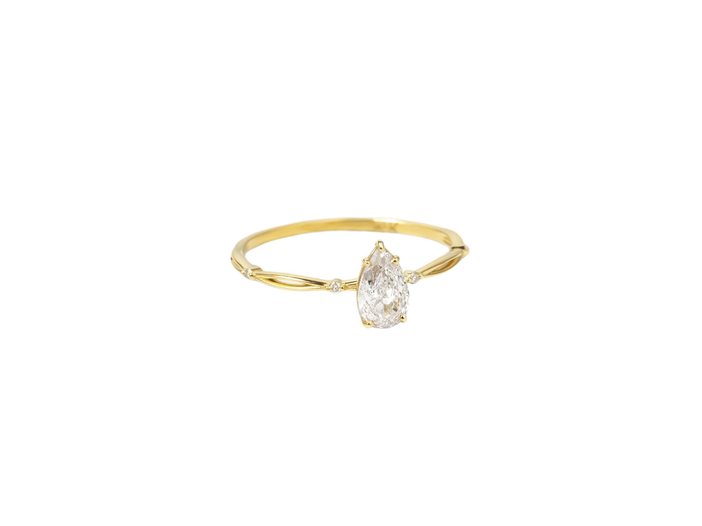 En venta: Anillo moissanita pera oro 14k  3