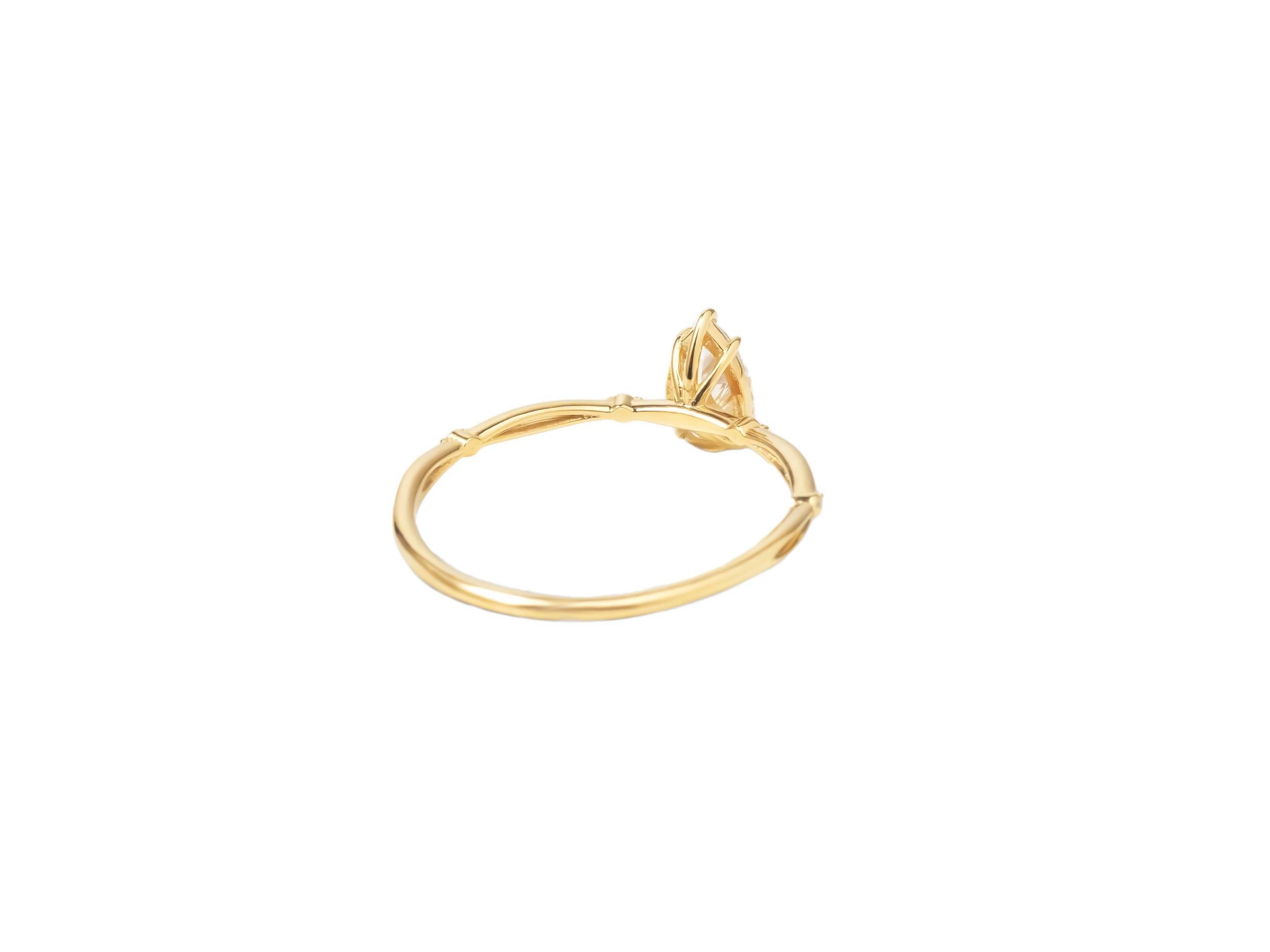 En venta: Anillo moissanita pera oro 14k  4