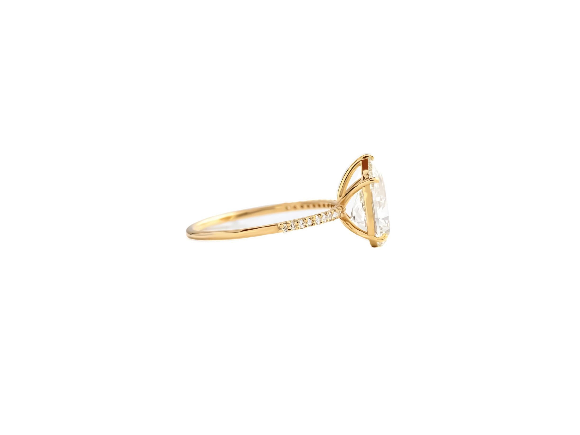 For Sale:  Pear moissanite 14k gold ring 5