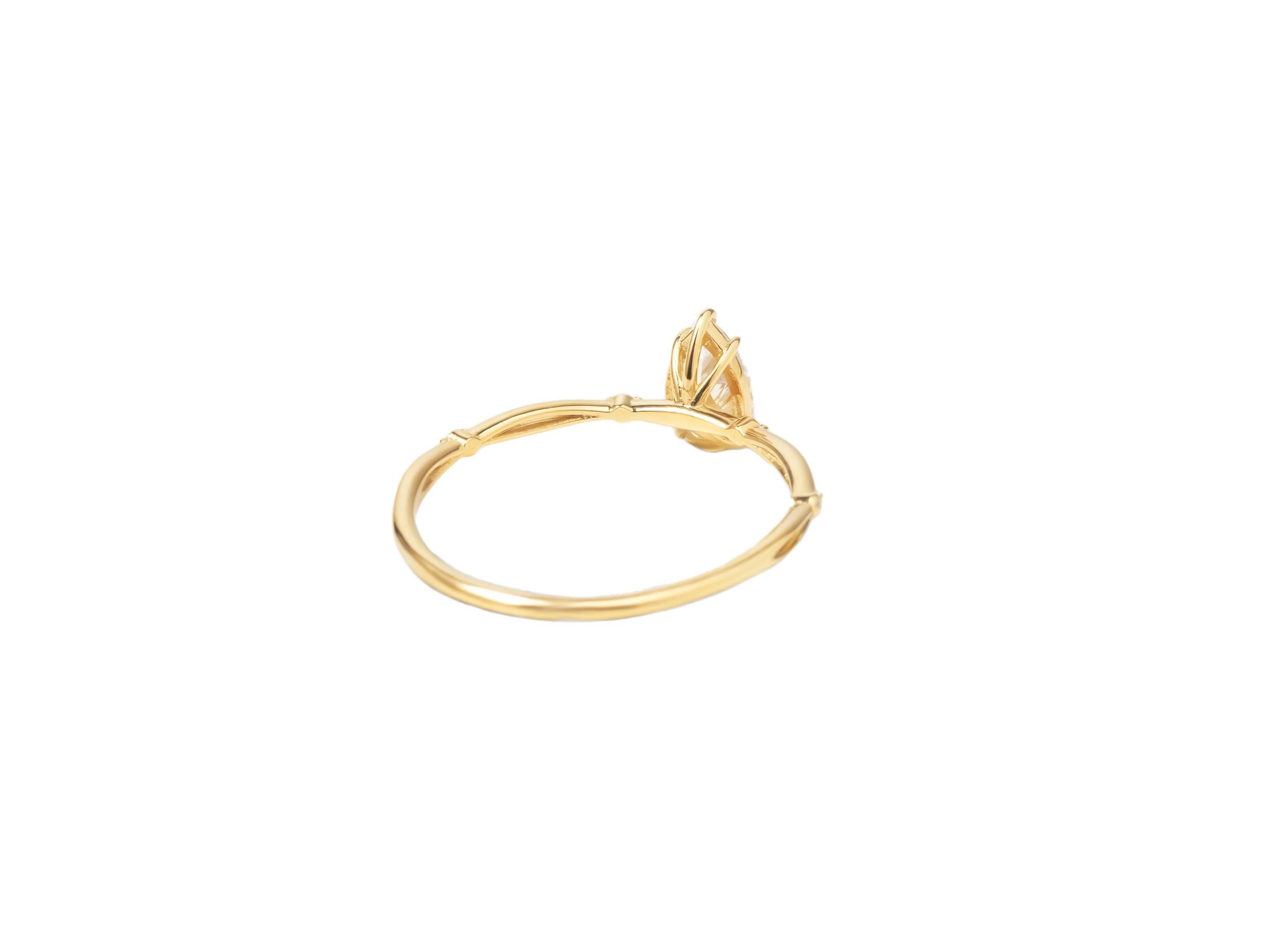For Sale:  Pear moissanite 14k gold ring.  6