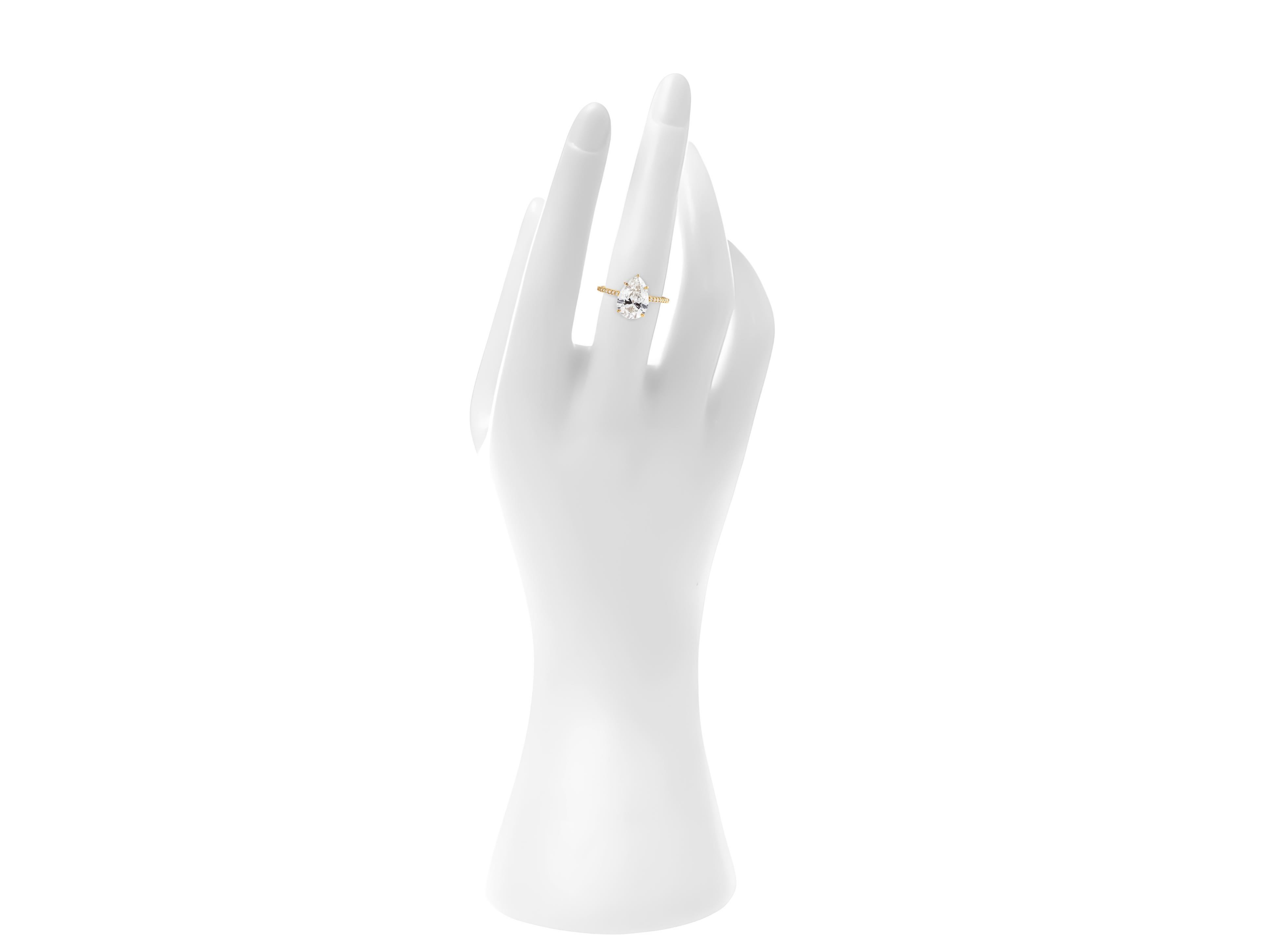 For Sale:  Pear moissanite 14k gold ring 6