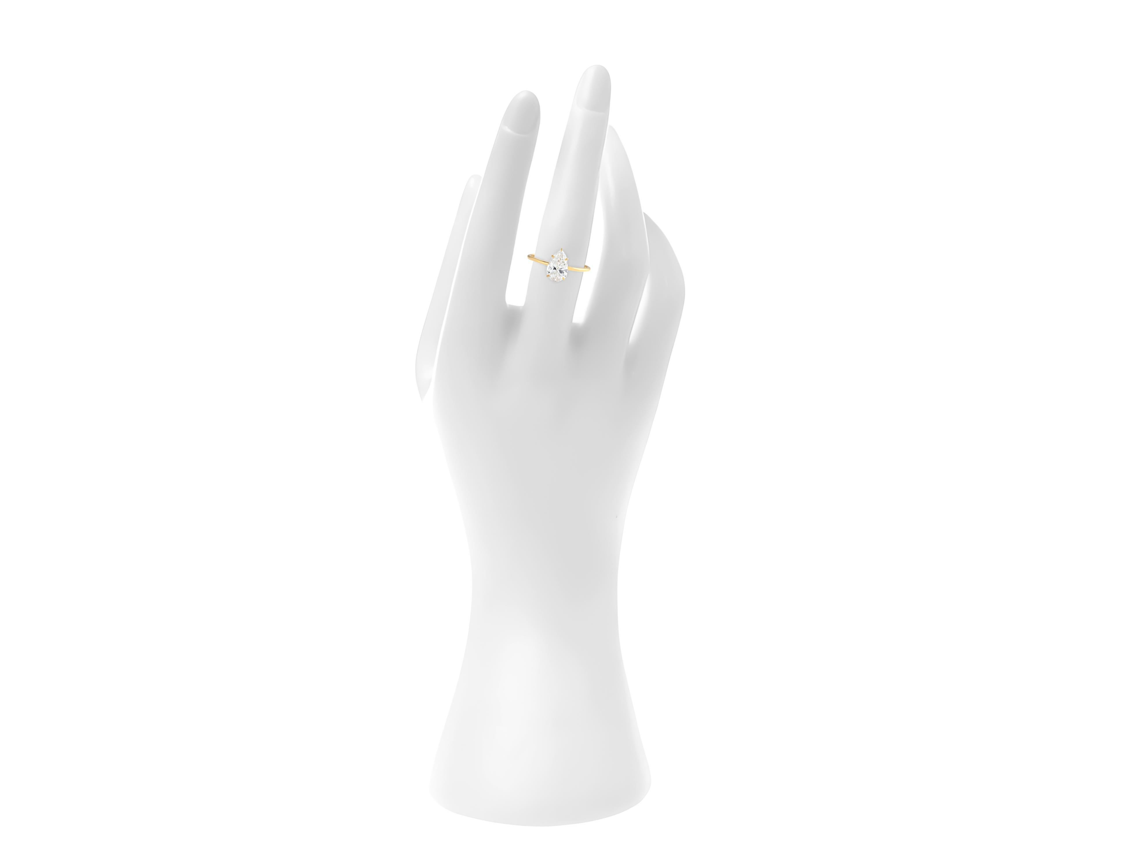 For Sale:  Pear moissanite 14k gold ring. 6