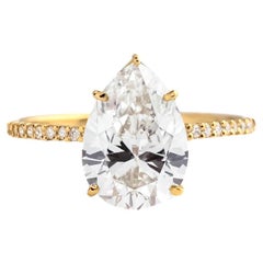 Birne Moissanit 14k Gold Ring