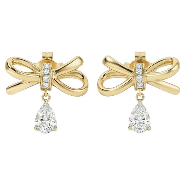 Birne Moissanit Tropfen Bogen Ohrringe Ohrstecker in 14k Gold