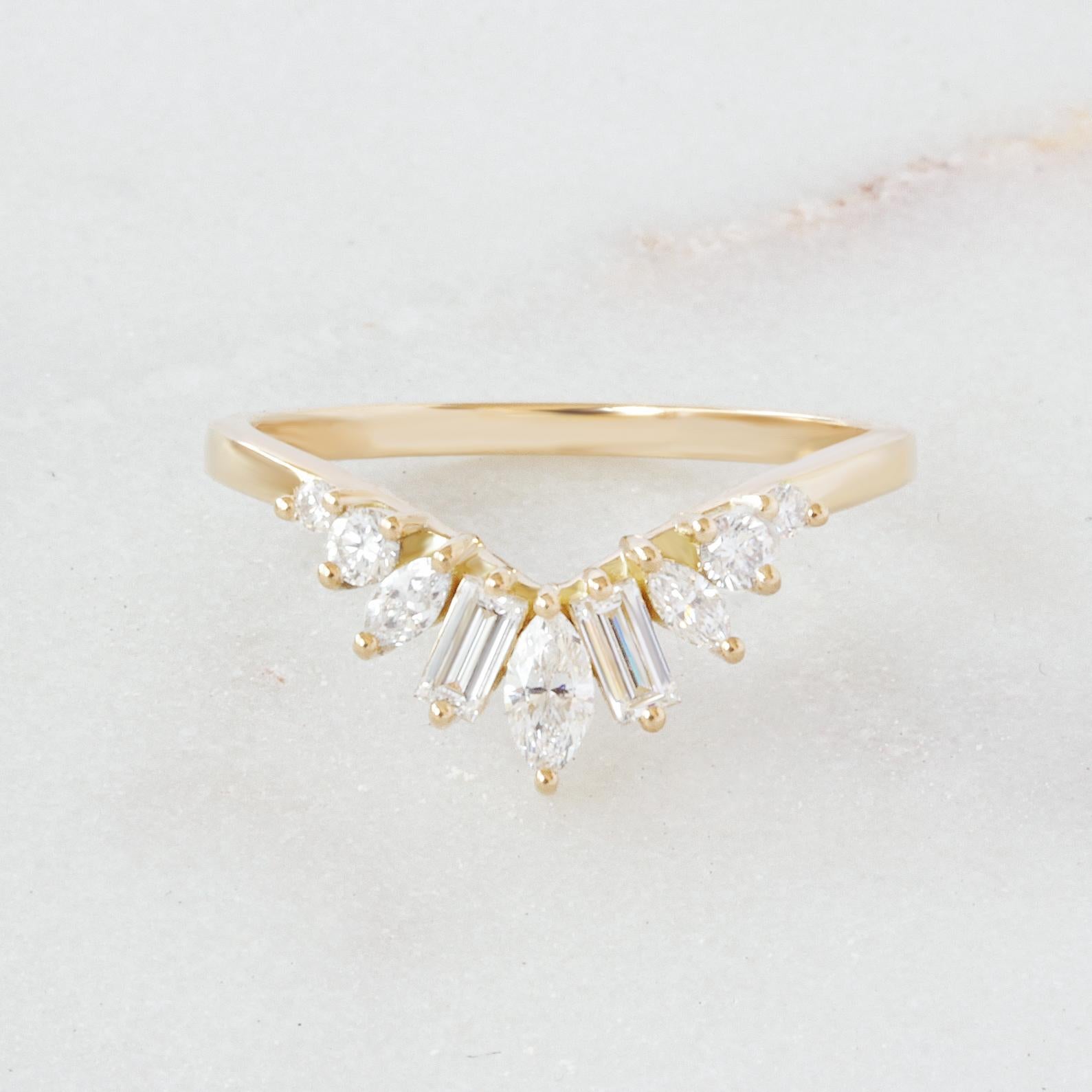 tear-shaped tiara ring set