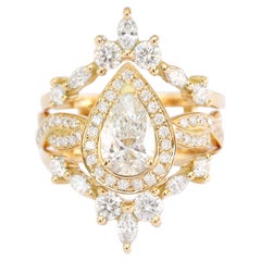 Pear Moissanite Infinity Twist Shank Engagement Ring & Diamond Ring guard Zeus