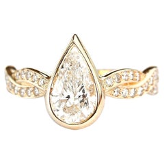 Pear Moissanite Unique Bezel Diamond Twist Band Engagement Ring "Dragonfly Zeus"