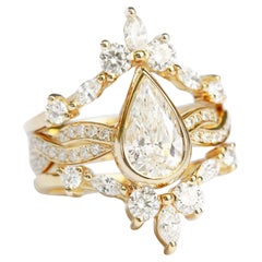 Einzigartiger Verlobungsring aus birnenförmigem Moissanit mit Diamantring-Garderobe – Schmetterling Zeus