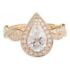 Pear Moissanite with Diamond Infinity Twist Shank Band Engagement Ring "Zeus"
