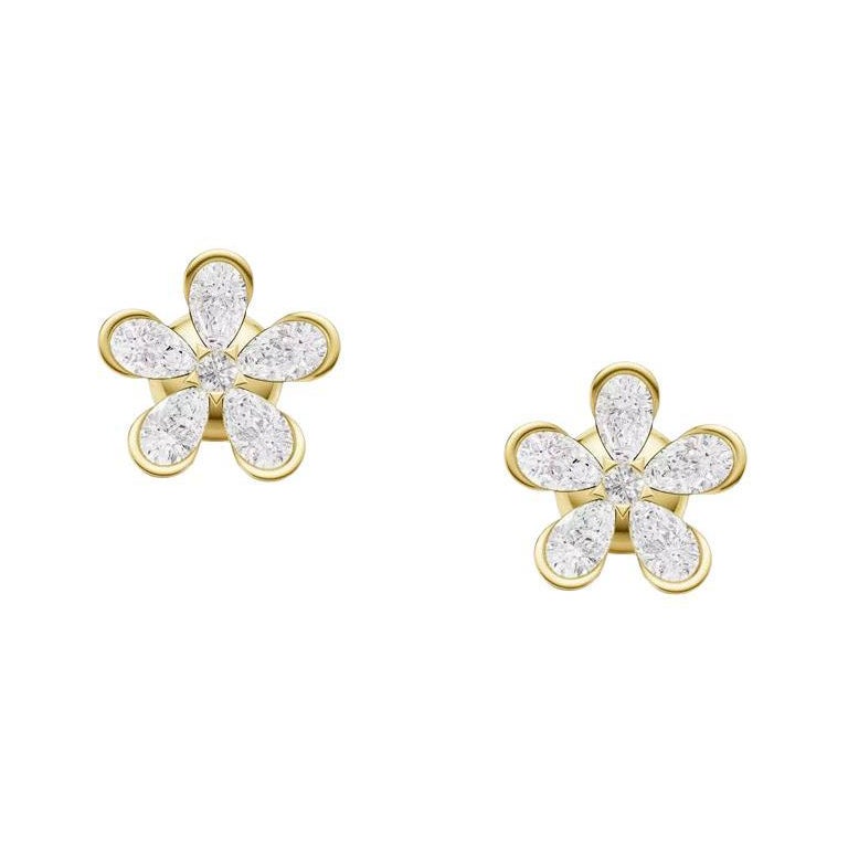 Orecchini a fiore con moissaniti a pera