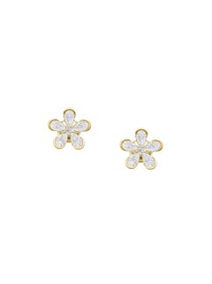 Pear moissanites flower earrings in 14k gold