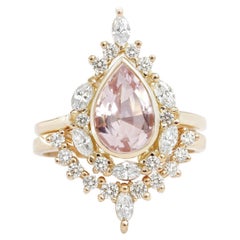 Set di anelli di fidanzamento unici con morganite e diamanti - Eva