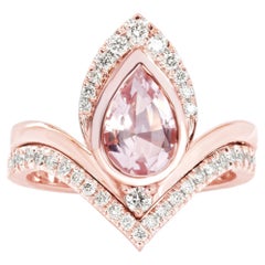 Pear Morganite & Diamonds Unique Engagement Ring Set - Atyasha V