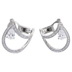 Pear Natural Diamond Huggie Hoop Earrings in 14k Solid Gold (Certified)