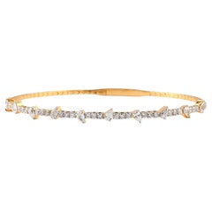 Pear Natural Diamond Station Stacking Bracelet in 14K Solid Gold (Certified)