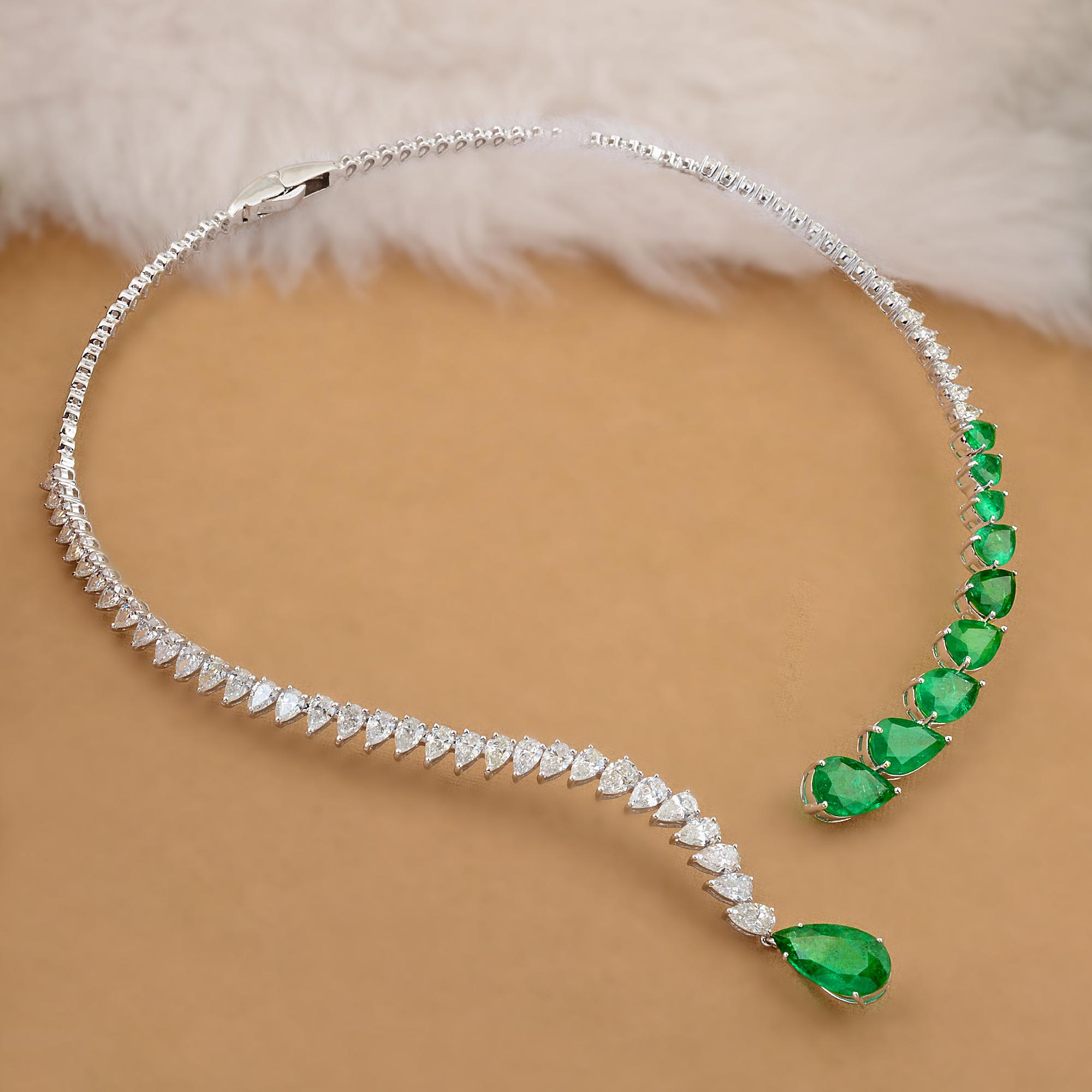This Pear Natural Emerald Gemstone Collar Choker Necklace is a versatile accessory that can be worn for various occasions. Whether it's a formal event, a romantic evening, or a special celebration, it effortlessly adds a touch of elegance and luxury