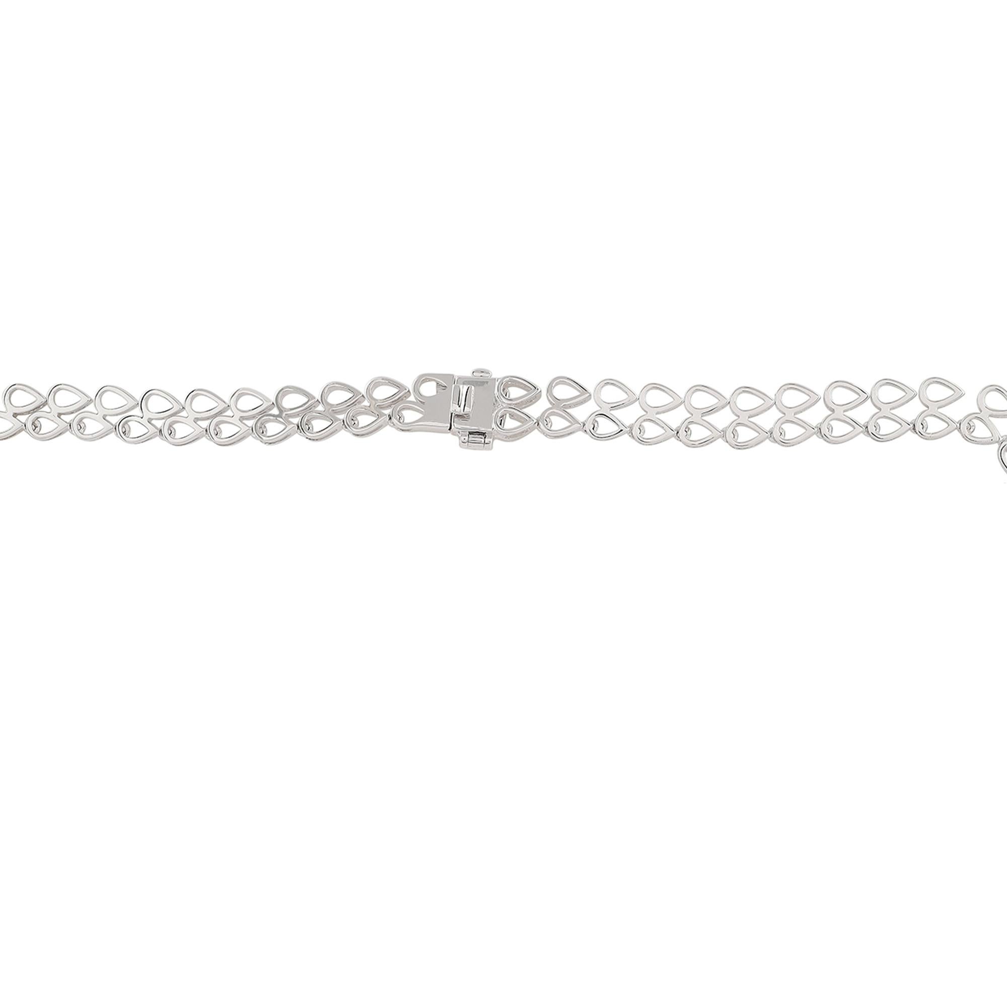 Collier de pierres précieuses émeraude naturelle poire Baguette diamant Or blanc 14 carats Pour femmes en vente
