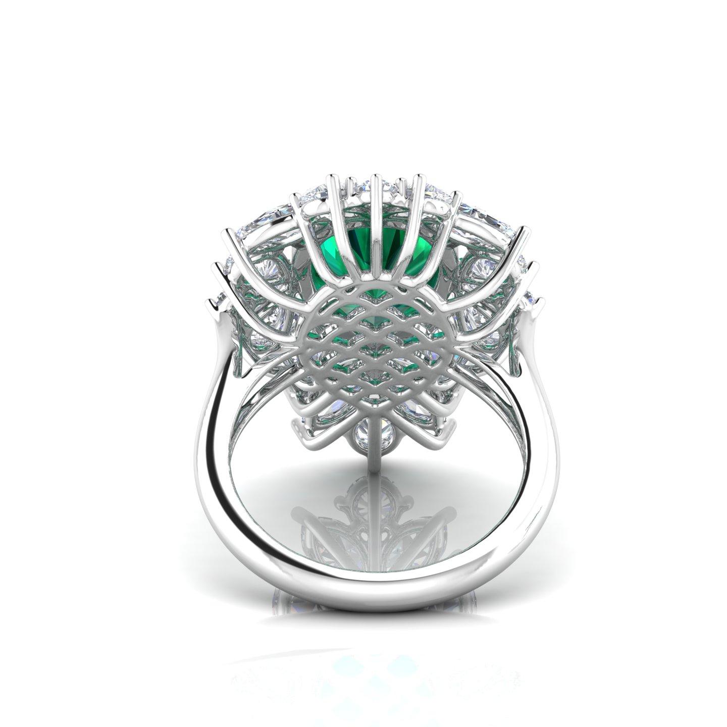 For Sale:  Pear Natural Emerald Gemstone Ring Diamond Solid 18k White Gold Fine Jewelry 10