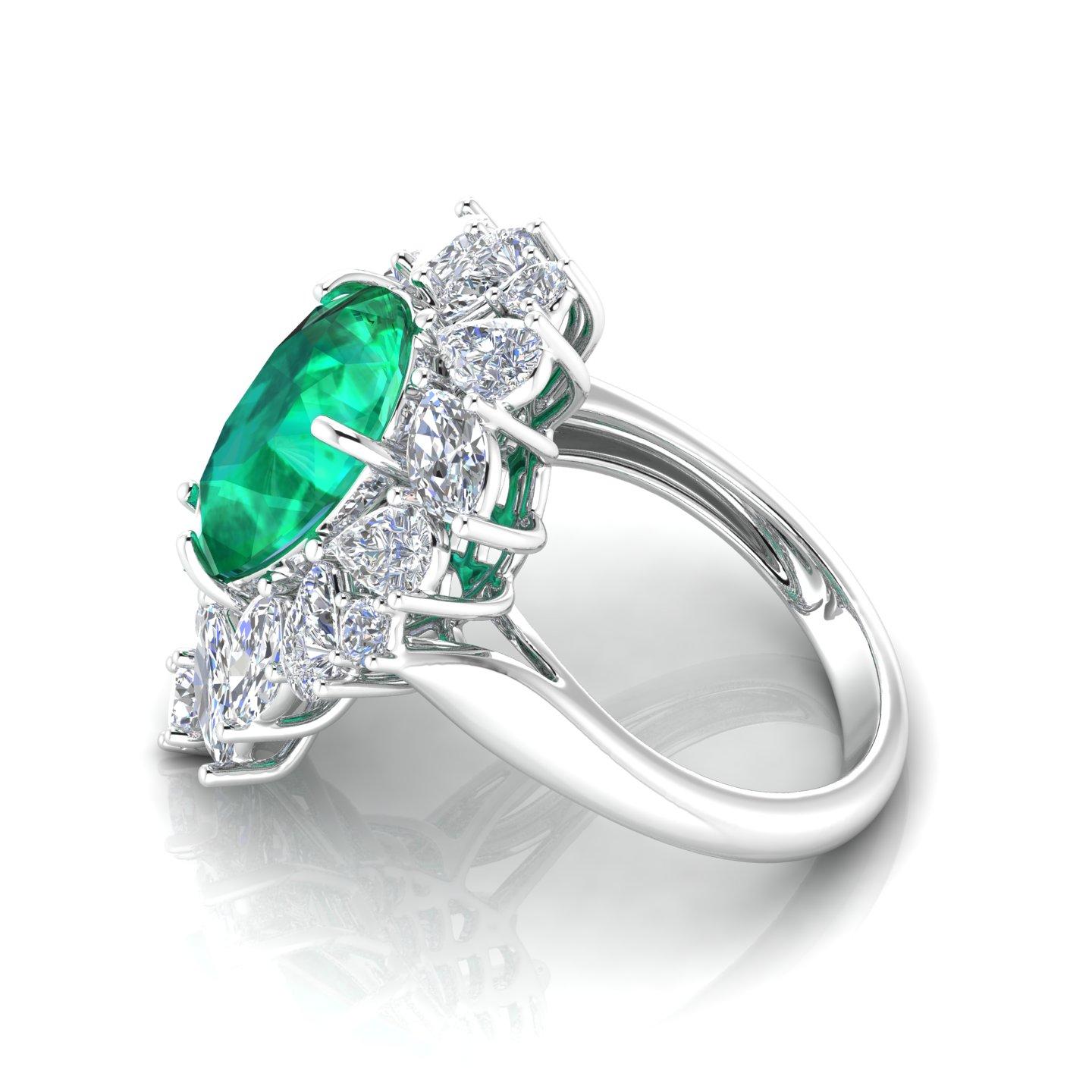 For Sale:  Pear Natural Emerald Gemstone Ring Diamond Solid 18k White Gold Fine Jewelry 9
