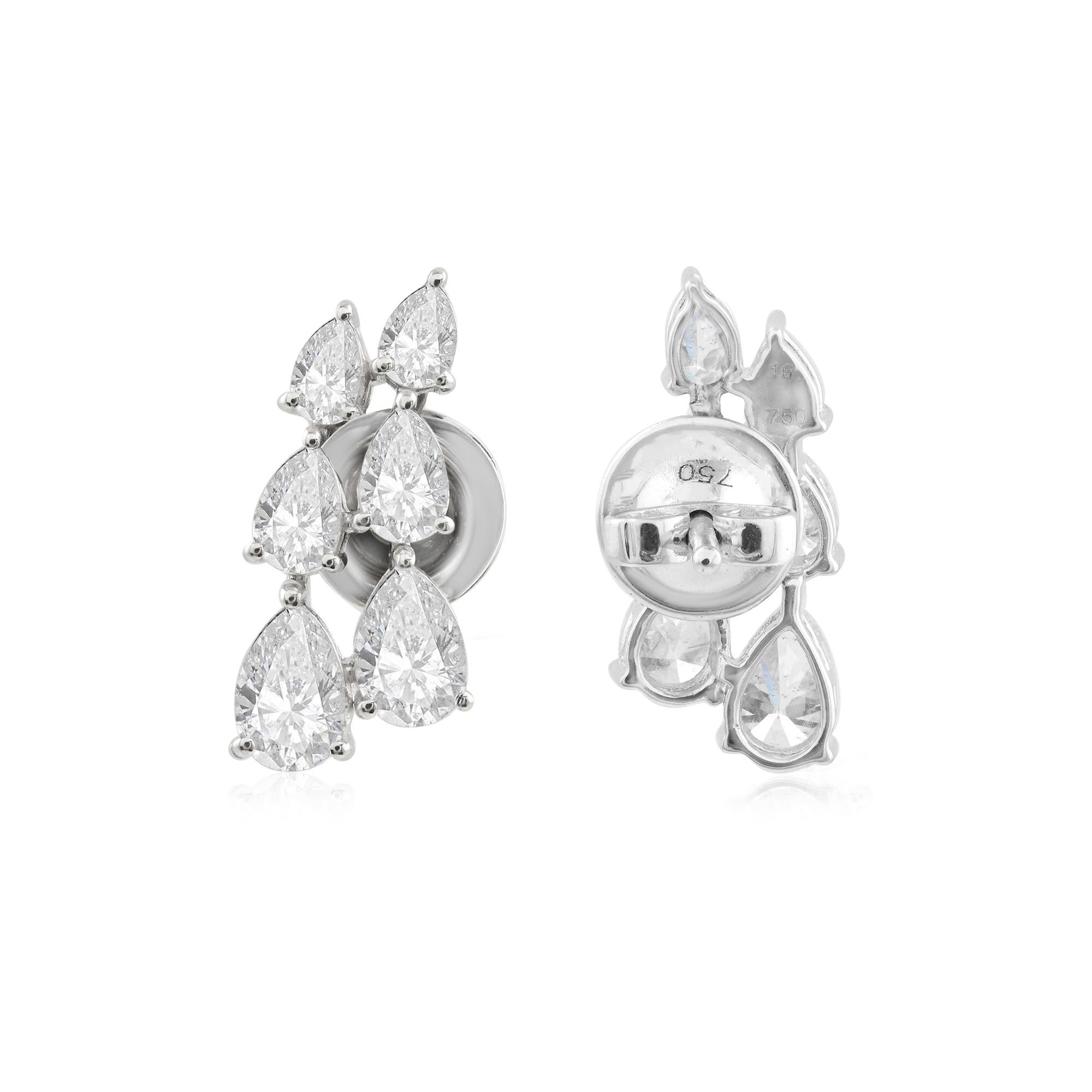 Taille poire Boucles d'oreilles poire Nature SI/HI 2.19 Ct Diamond Cluster Gold 18 Karat White Gold en vente