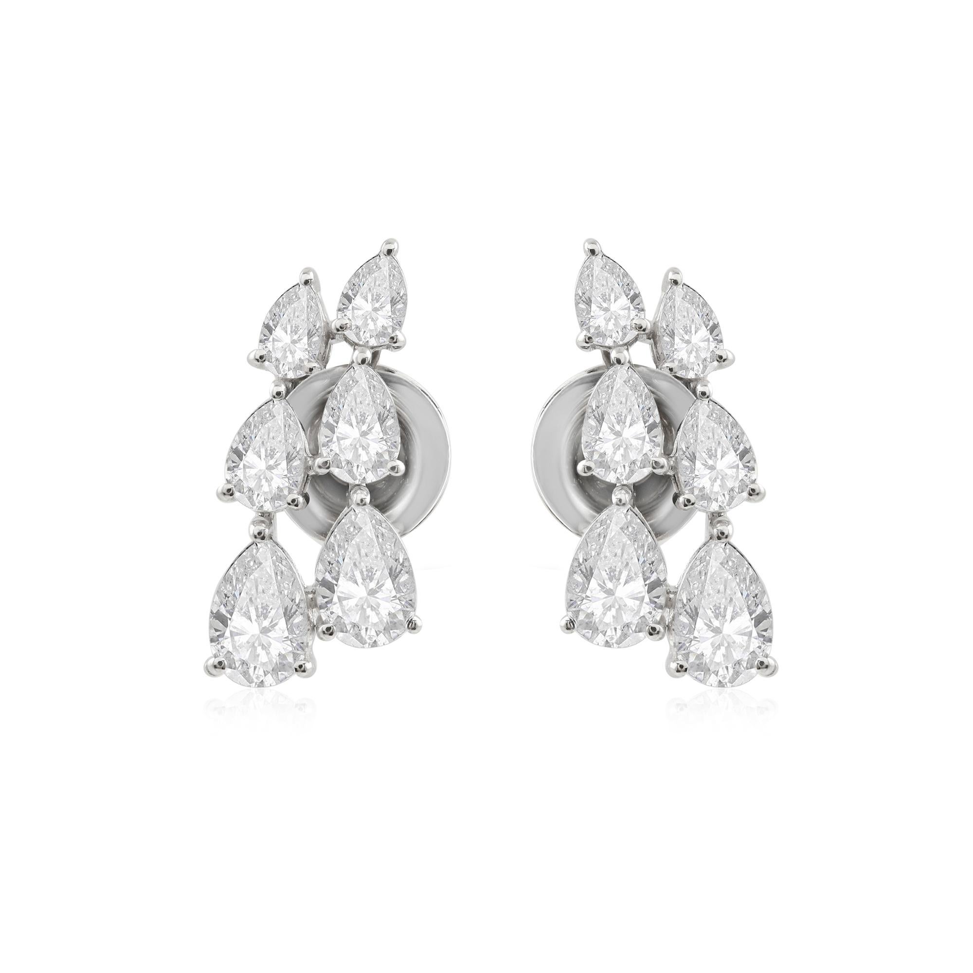 Pendientes de oro blanco de 18 quilates con diamantes en racimo pera natural SI/HI de 2,19 quilates