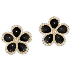 Goshwara Pear Onyx Cluster And Diamond Earrings