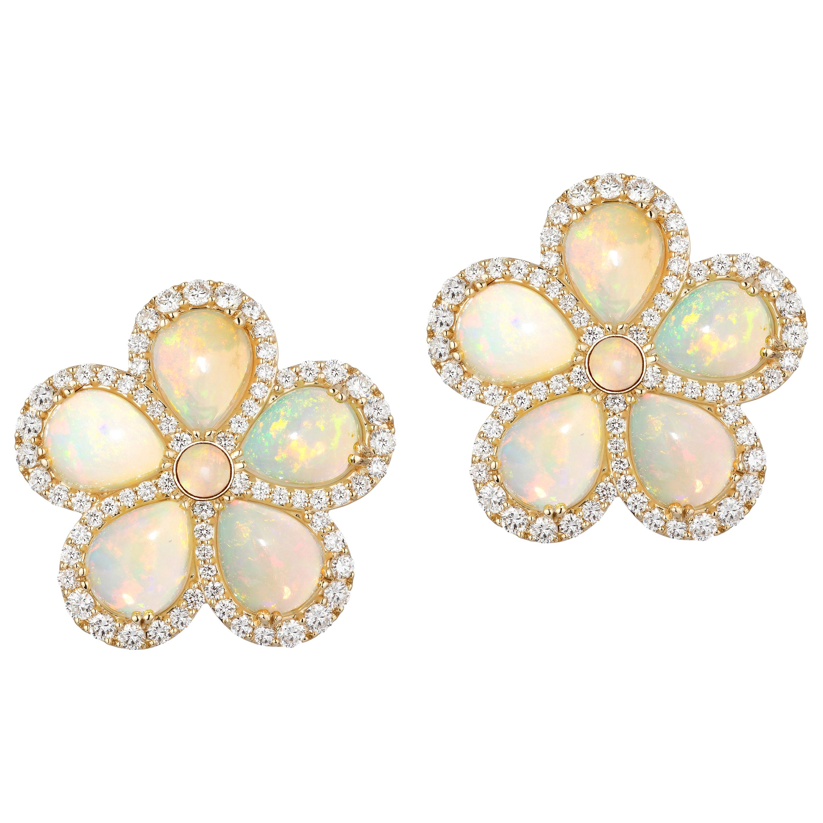 Goshwara Pear Opal And Diamond Cluster Earrings