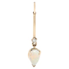 Pear Opal Diamond Dangle Charm, 14K Yellow Gold, Length 1.25 Inch