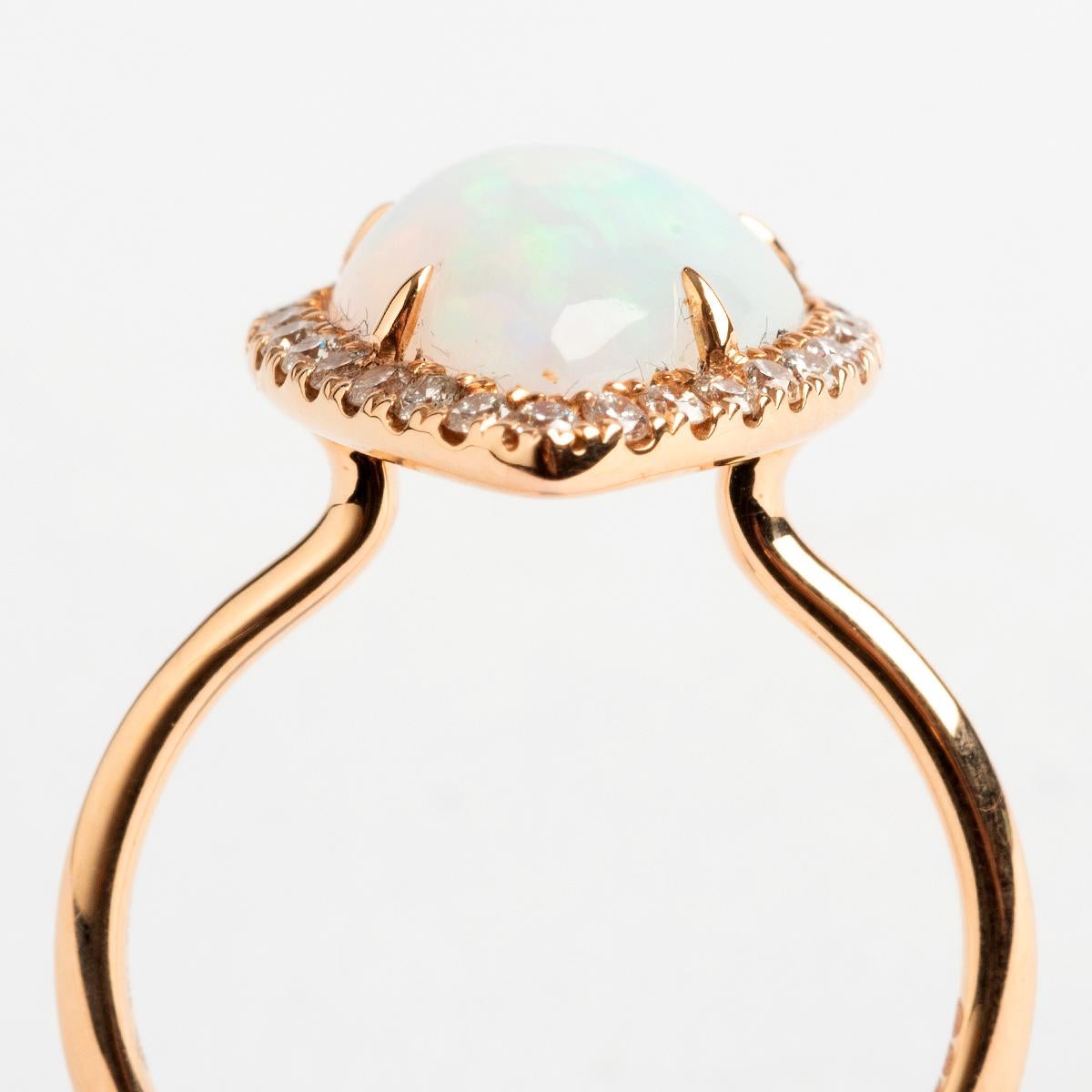 Pear Cut Pear and Opal Diamond Dress Ring, 18 Carat Rose Gold, Hallmarked London