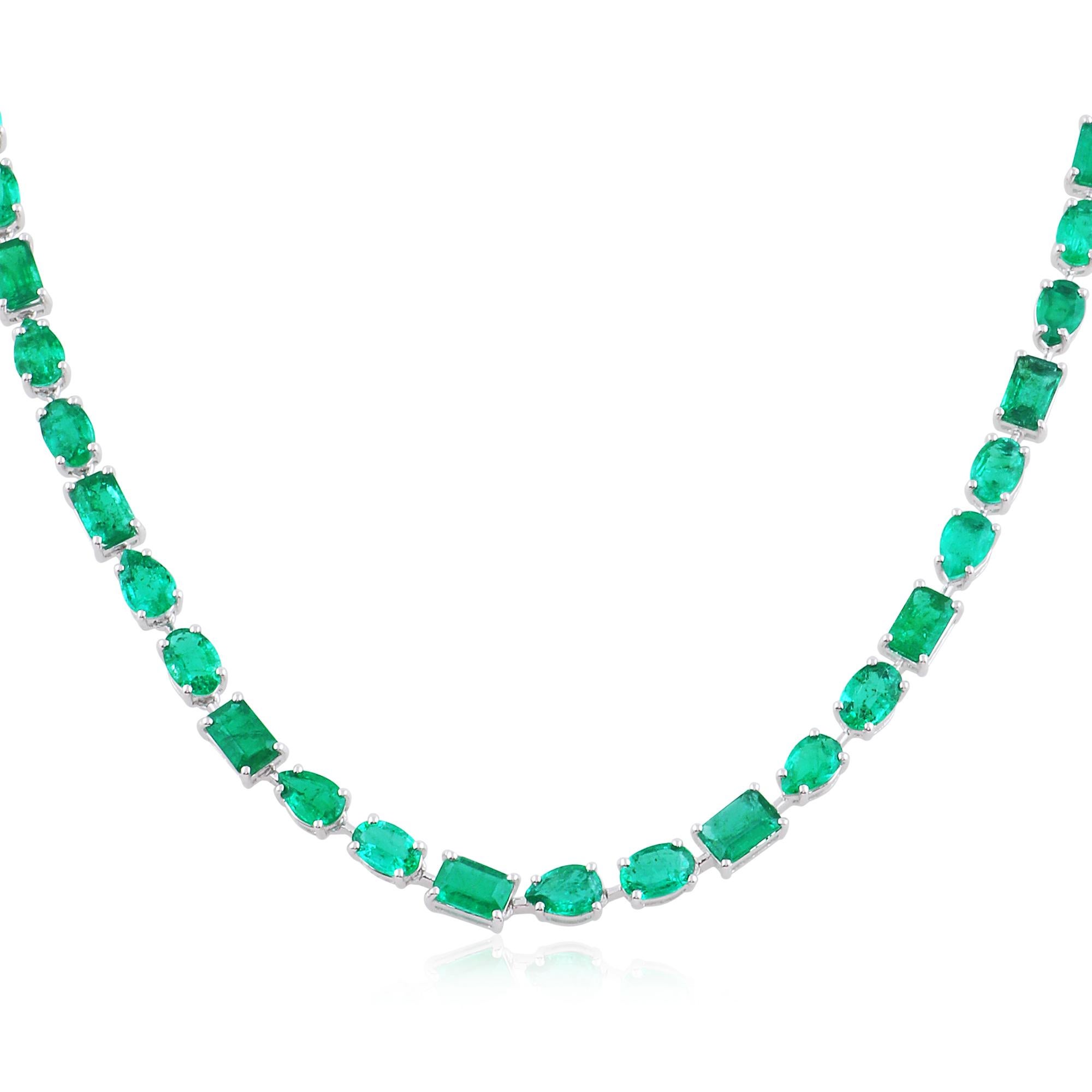 Elevate your jewelry collection with this exquisite Pear Oval Emerald Cut Natural Emerald Necklace. Crafted in 18 karat white gold, this fine jewelry piece showcases the breathtaking beauty of natural emeralds in an elegant and timeless