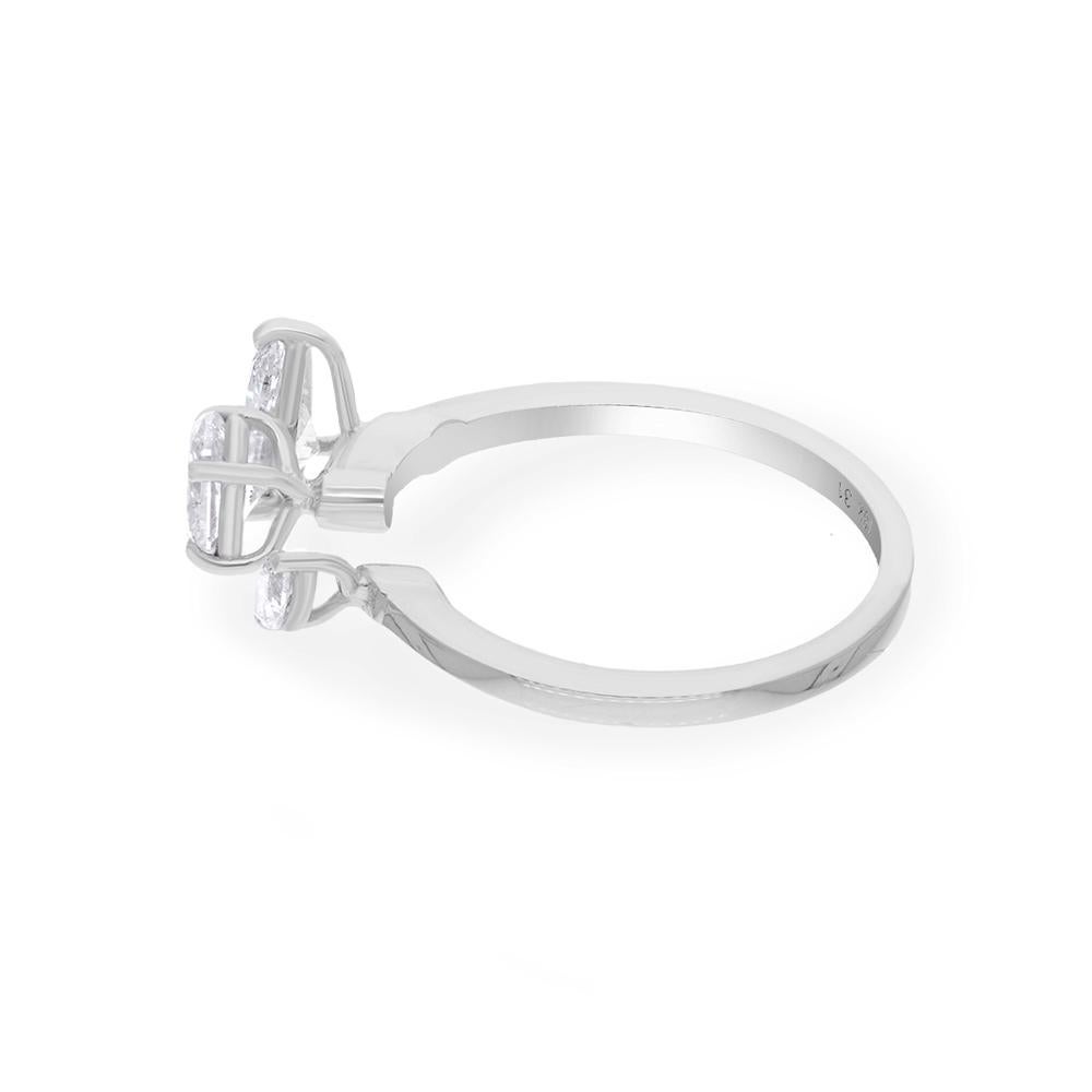 Modern Pear Oval & Marquise Diamond Cuff Ring 18 Karat White Gold Handmade Fine Jewelry For Sale