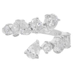 Pear Oval & Marquise Shape Diamond Wrap Ring 14 Karat White Gold Fine Jewelry