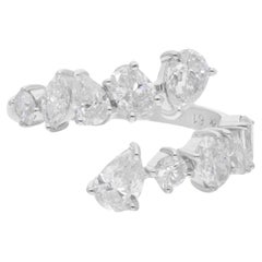 Anillo Envolvente de Diamantes Oval Pera y Forma Marquesa Oro Blanco 18 Kilates Joyería Fina