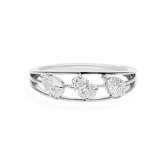 Pear Oval Natural SI/H Diamond 14k White Gold Three Stone Ring Alle Zölle gezahlt