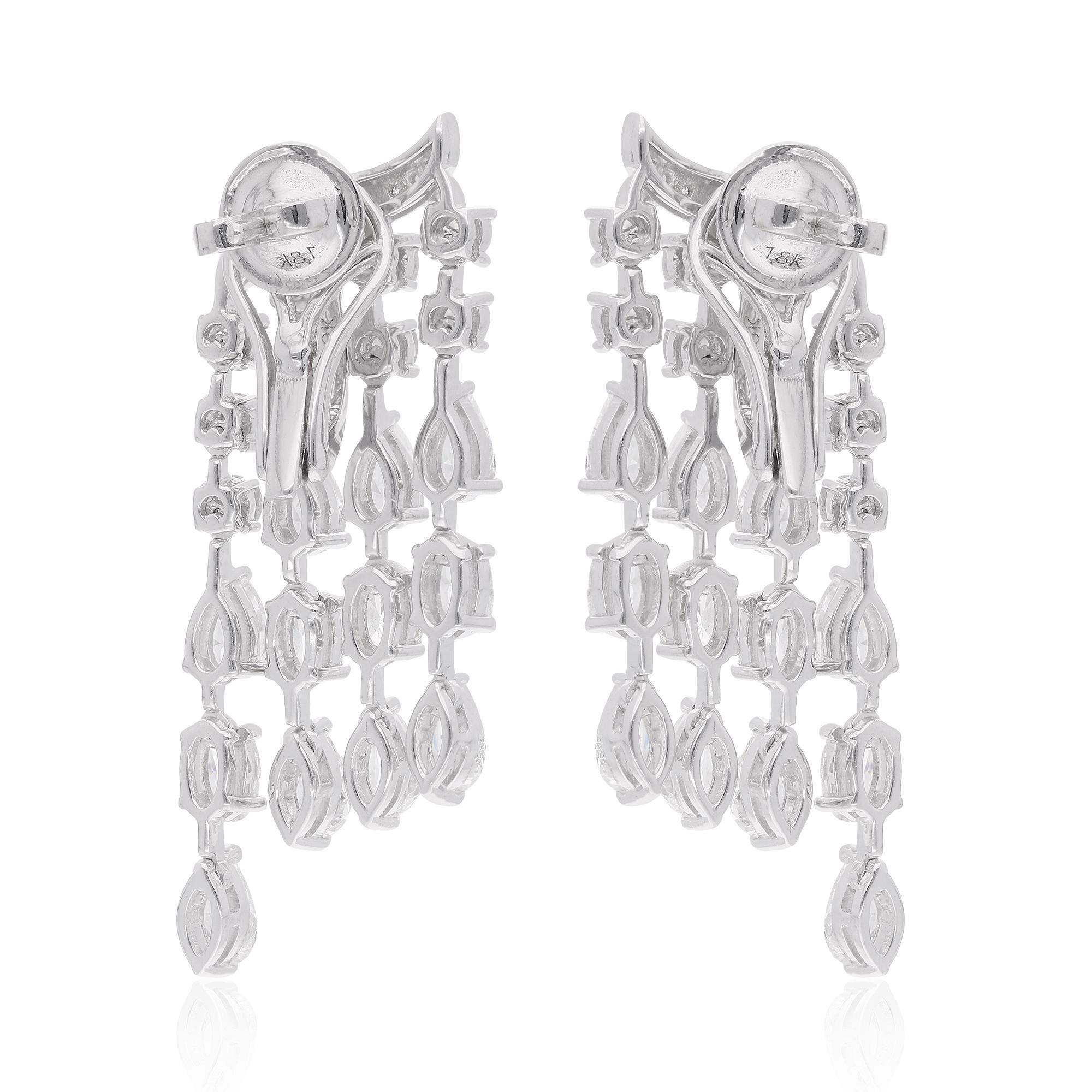 Women's Pear Oval & Round Diamond Chandelier Earrings 14 Karat White Gold Fine Jewelry For Sale