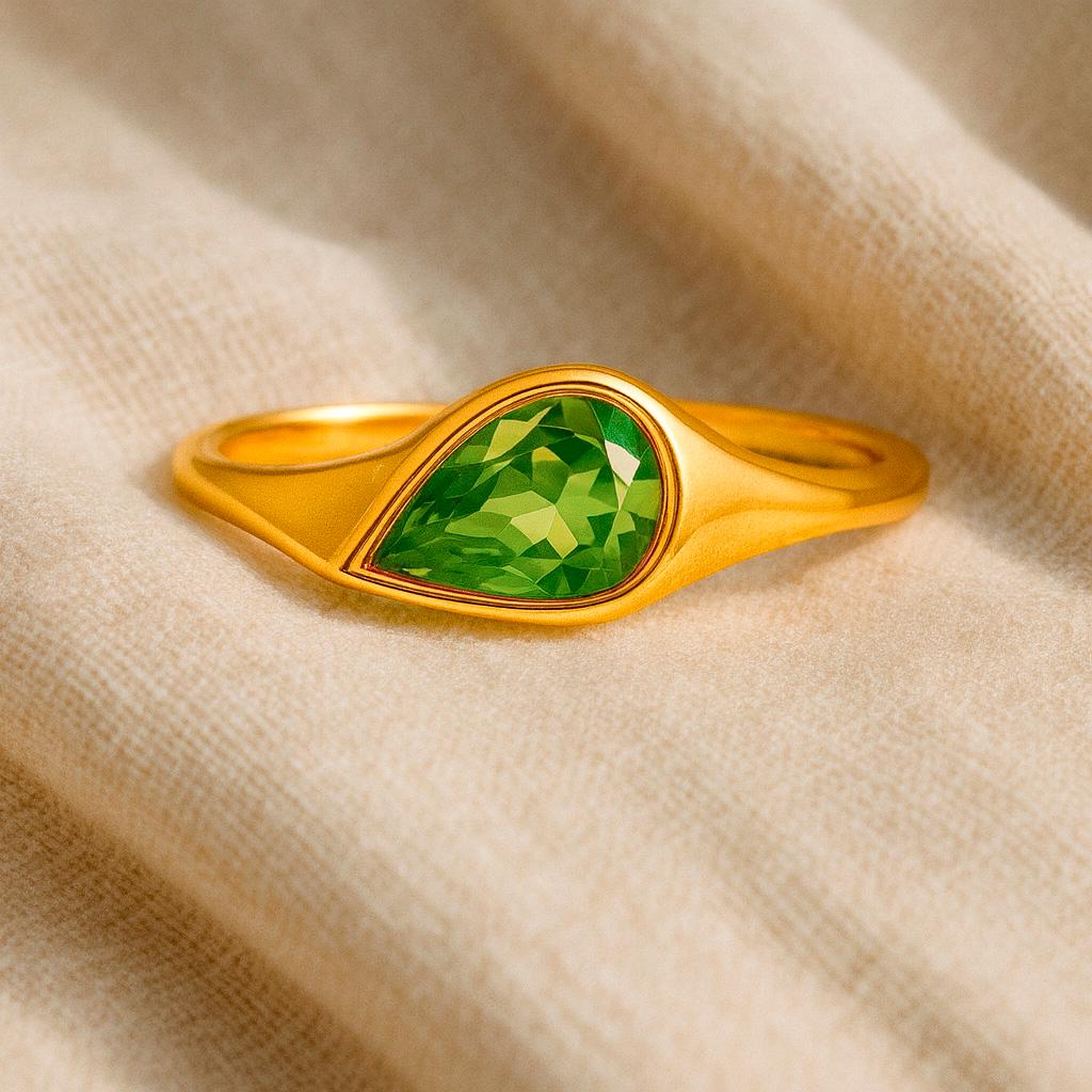 For Sale:  Pear peridot east west ring 2