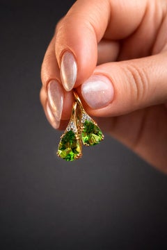 Pear Peridot silver, gold earrings