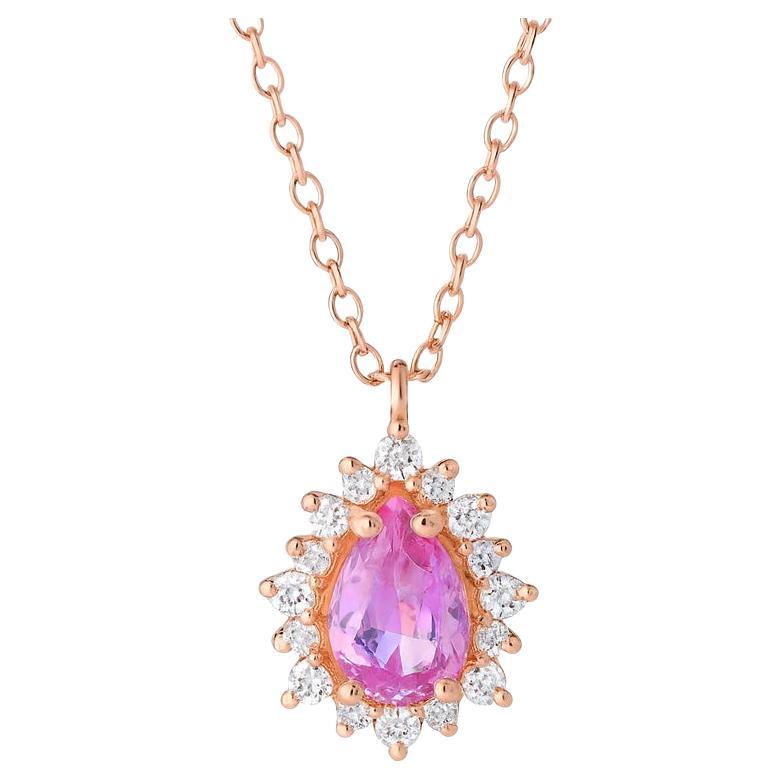 Pear Pink Sapphire And Diamond Necklace