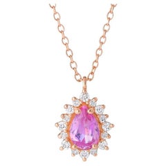 Pear Pink Sapphire And Diamond Necklace