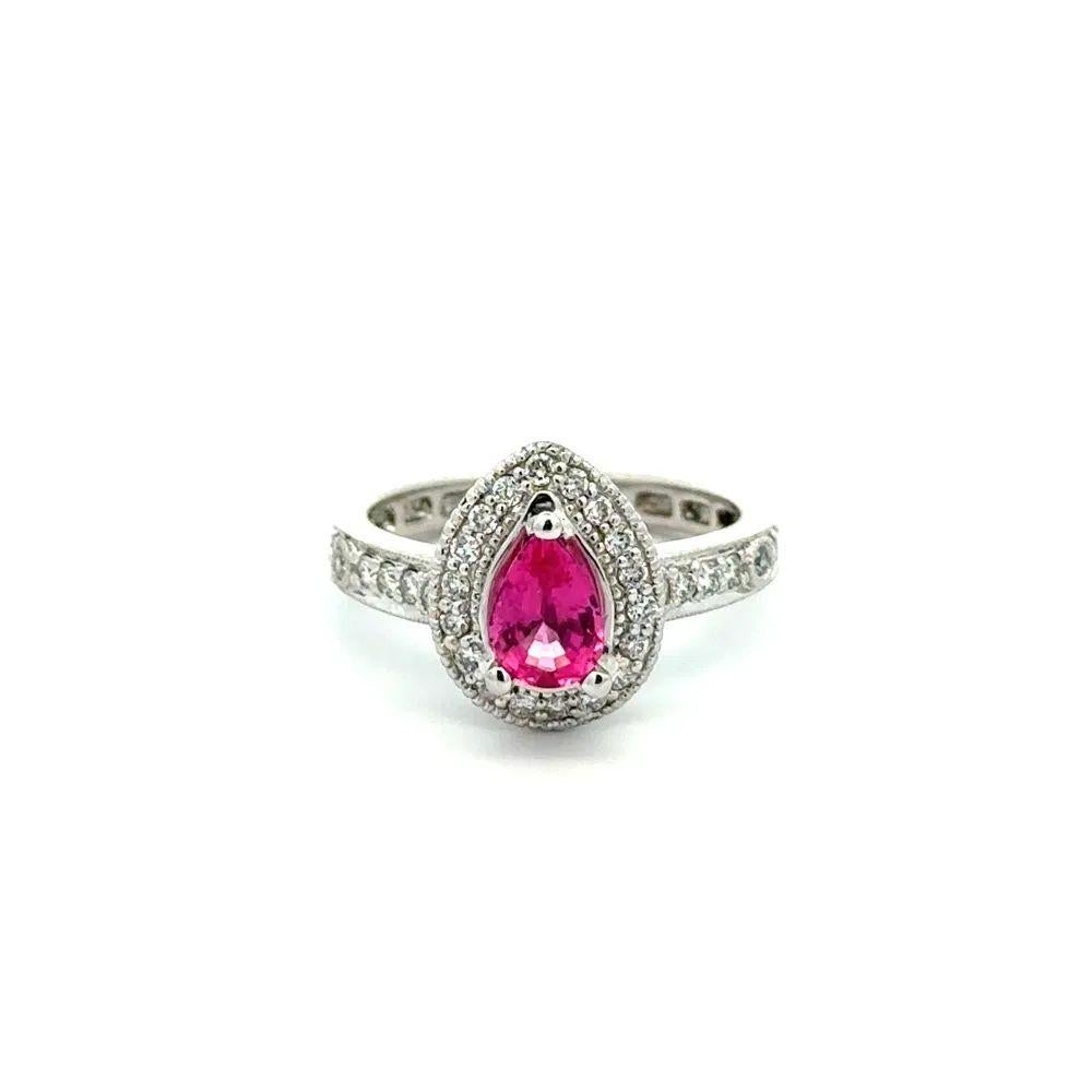 Pear Cut Pear Pink Spinel and RBC Diamond Gold Vintage Cocktail Ring For Sale