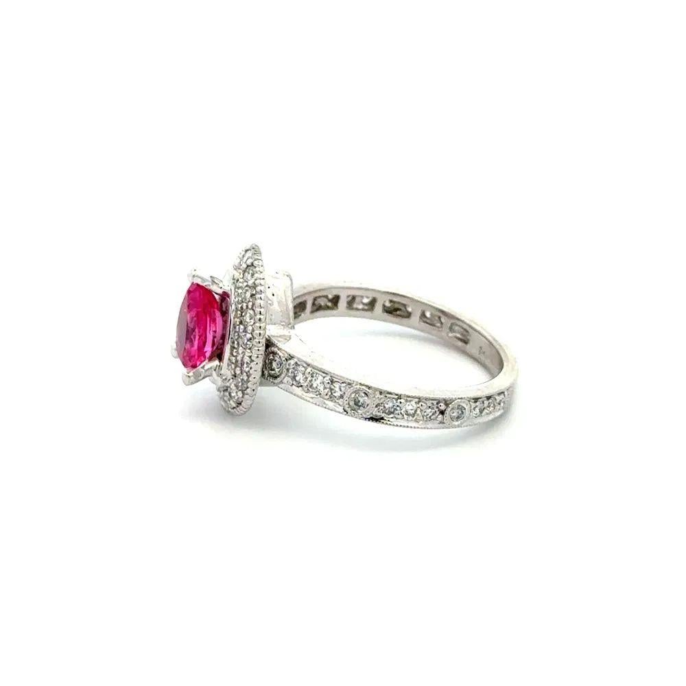 Women's Pear Pink Spinel and RBC Diamond Gold Vintage Cocktail Ring For Sale