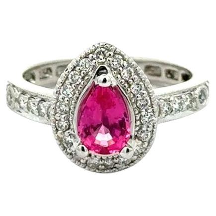 Pear Pink Spinel and RBC Diamond Gold Vintage Cocktail Ring