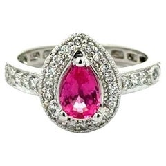 Pear Pink Spinel and RBC Diamond Gold Vintage Cocktail Ring