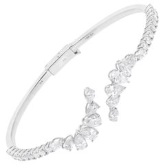 Bracciale aperto con diamanti naturali a forma di pera da 3,87 carati SI/H in oro bianco 14 carati