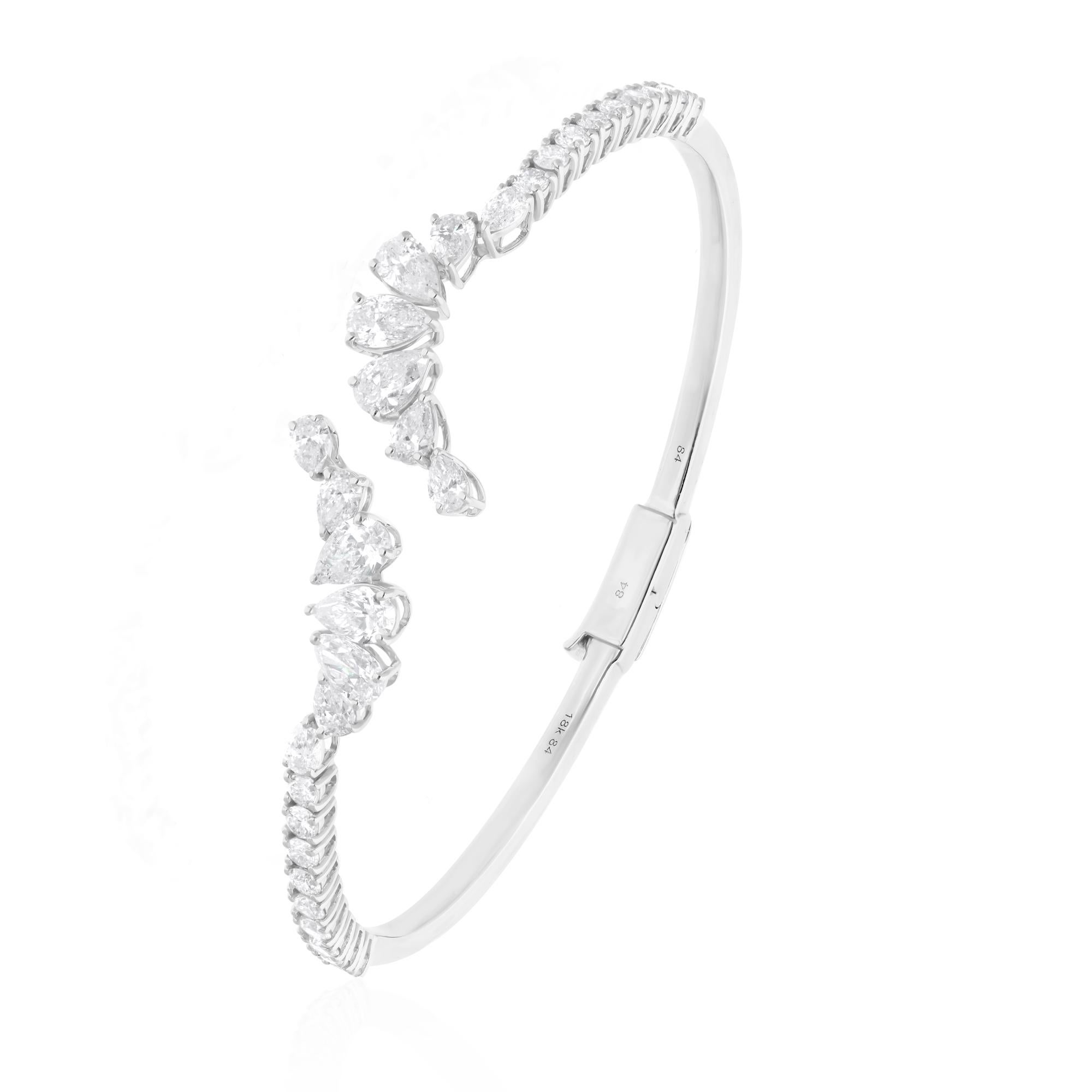 Bracciale aperto con diamanti naturali a forma di pera da 3,87 carati SI/H Oro bianco 18 carati in vendita 2