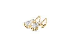 Pear & round cut moissanite vintage moissanite 14 gold earrings.