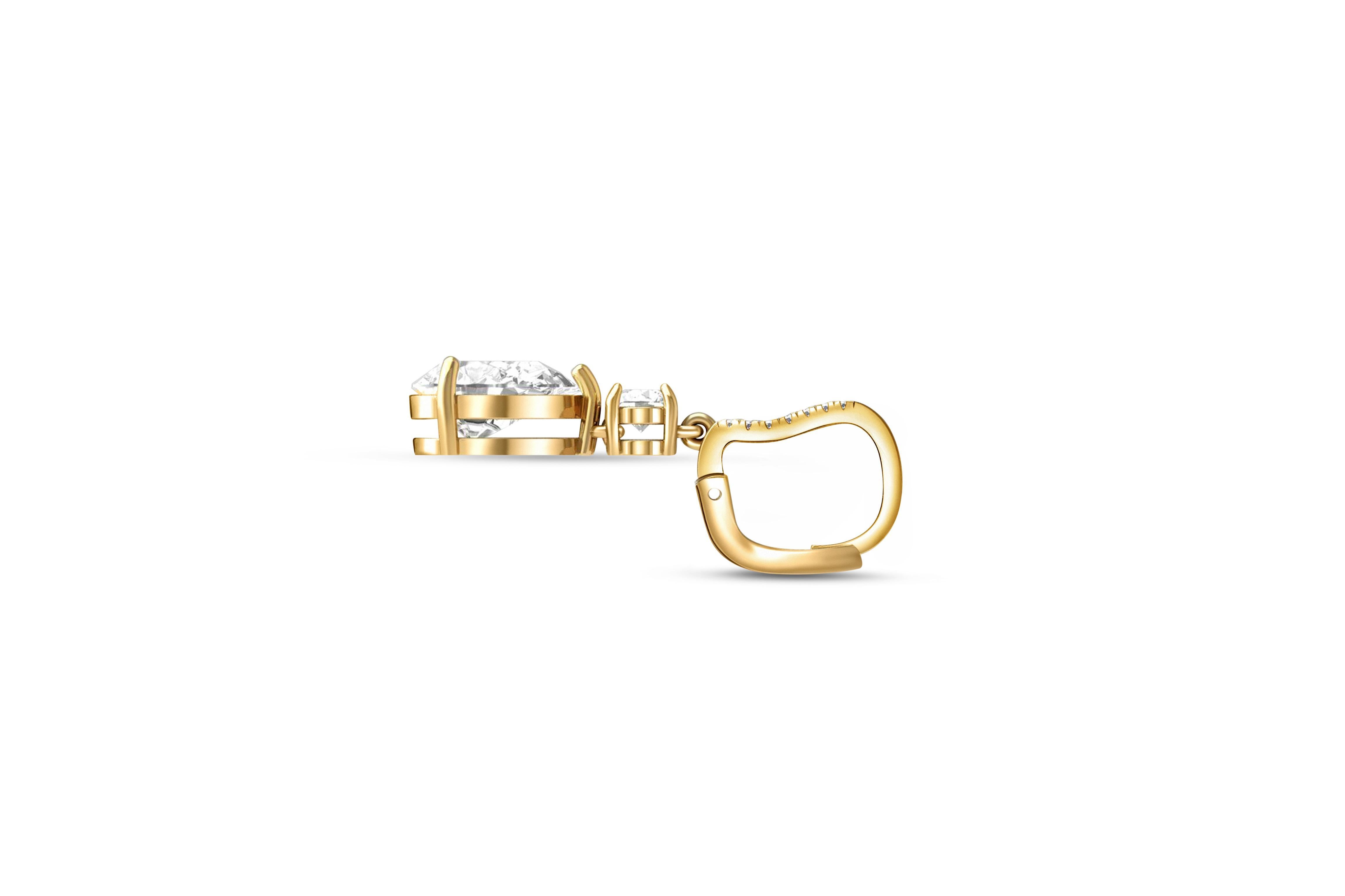 Moissanit im Birnen- und Rundschliff Vintage-Moissanit-Ohrringe aus 14 Gold. (Moderne) im Angebot