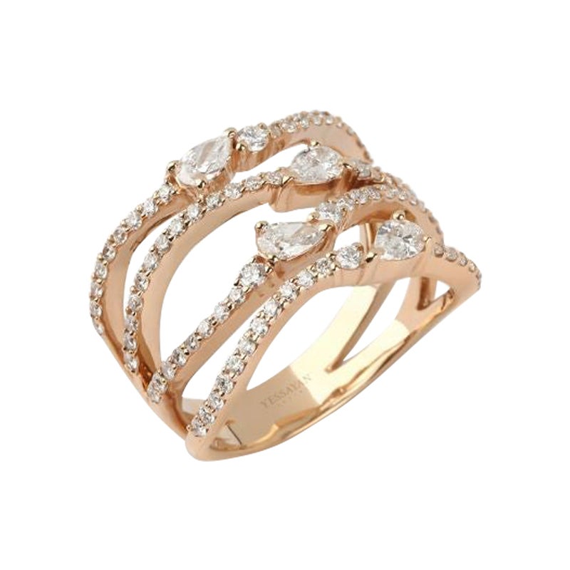 Anello con pera e diamante rotondo in oro giallo 18K